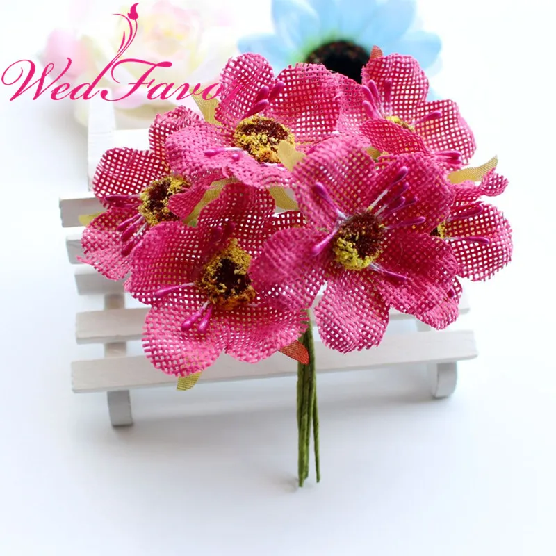 

WedFavor 4.5cm Artificial Jute Poppy Flowers Cherry Blossom Burlap Flowers For Wedding Wreath Gift Box Scrapbooking Decoration