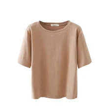 Корейский стиль, футболка с коротким рукавом, женская мода, свободные базовые футболки, повседневные топы