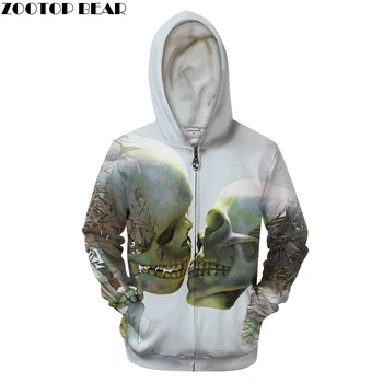 

Double Skull 3D Print Hoodies Men Women Tracksuit Summer Casual Long Sleeve Sweatshirt Pullover Zipper New Drop Ship ZOOTOP BEAR