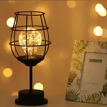 Ретро железная настольная лампа Winebottle медный провод ночной Светильник креативный отель домашнее украшение настольная лампа ночник на батарейках
