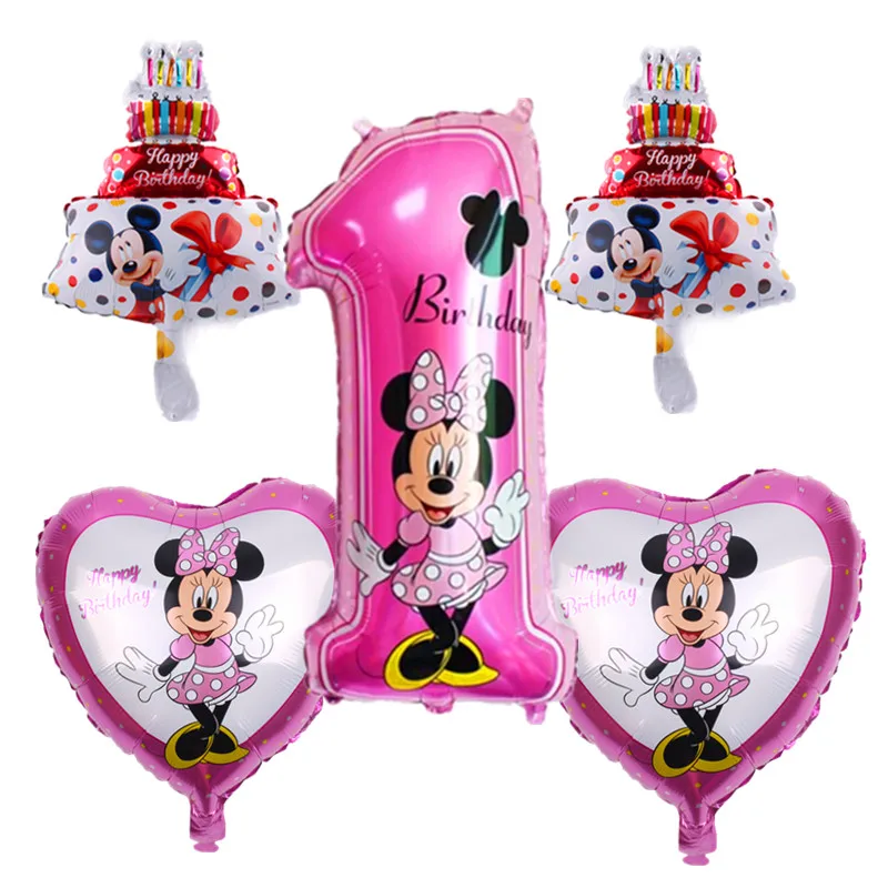 

TSZWJ X-004 Free Shipping 5 pieces\lots Mickey Minnie Birthday Series Aluminum Balloon Baby Birthday Party Decorative Toys