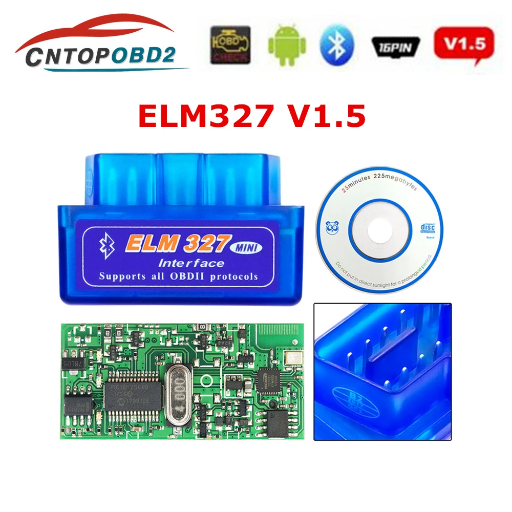 Супер Мини ELM327 настоящий 25K80 Bluetooth V1.5 OBD2 автомобильный диагностический инструмент ELM 327 V 1,5 Bluetooth для Android/PC для OBDII протокола