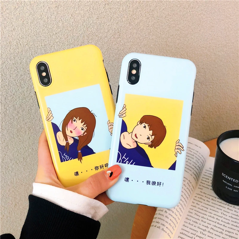 Милый чехол для телефона с рисунком из мультфильма мальчиков и девочек желтого