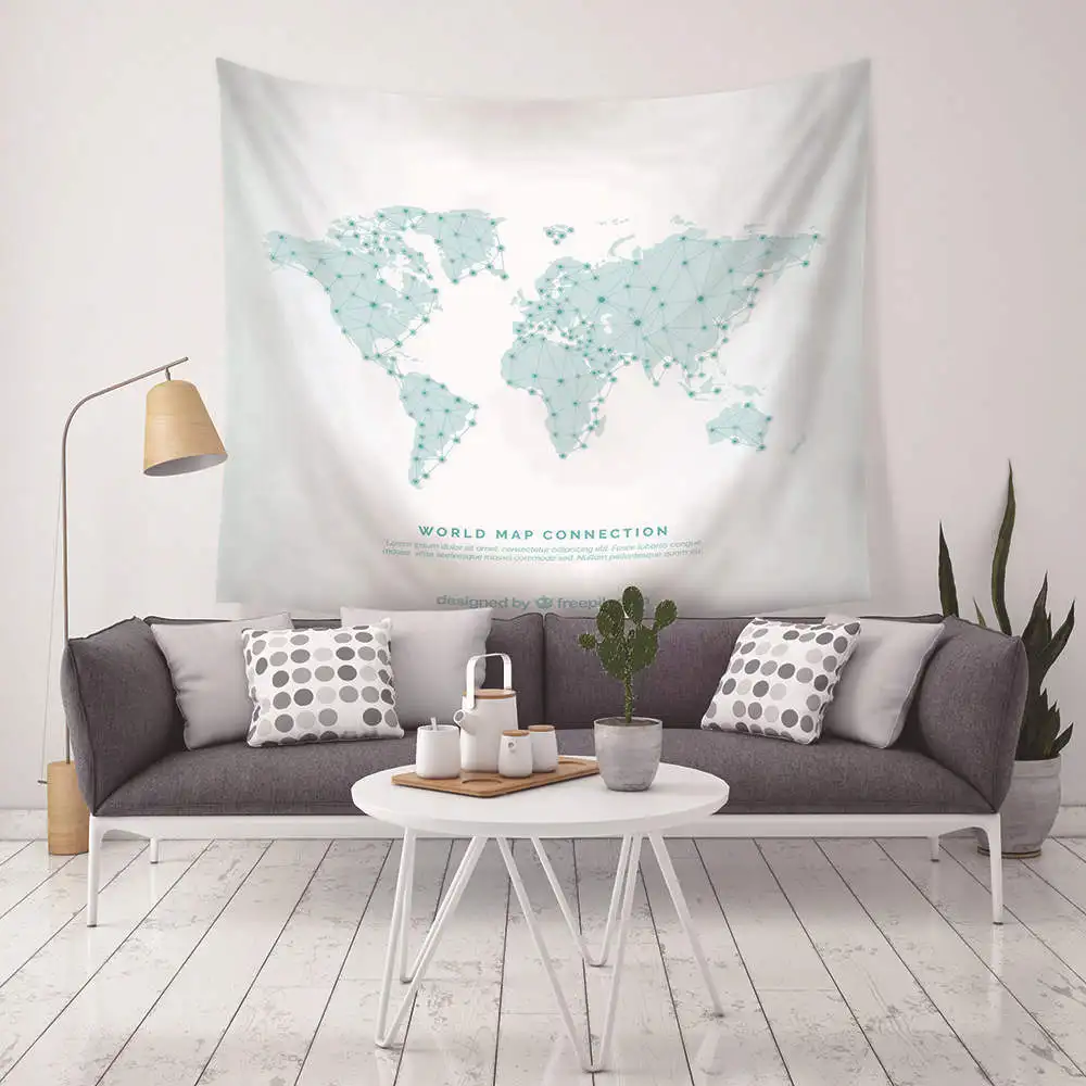 Home Decorative Wall Hanging Carpet Tapestry Rectangle Bedspread Vintage Sailing Boat Rudder compass Anchor Pattern