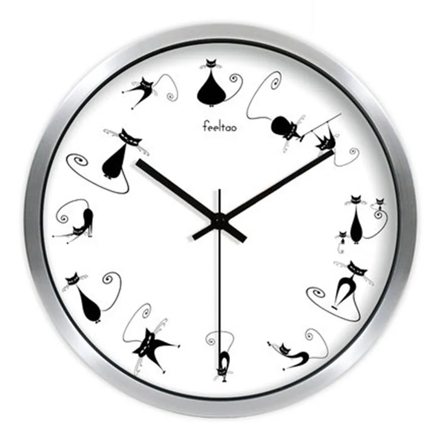 

Cartoon Cute Wall Clock Cat Silent Digital Large Electronic Clock Metal Wand Reloj Mural Big Wall Watches Home Decor 50ZB0186