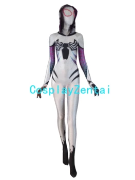 

Venom Gwen Spidergirl Costume White Anti Gwenom Spandx 3D Print Cosplay Costume