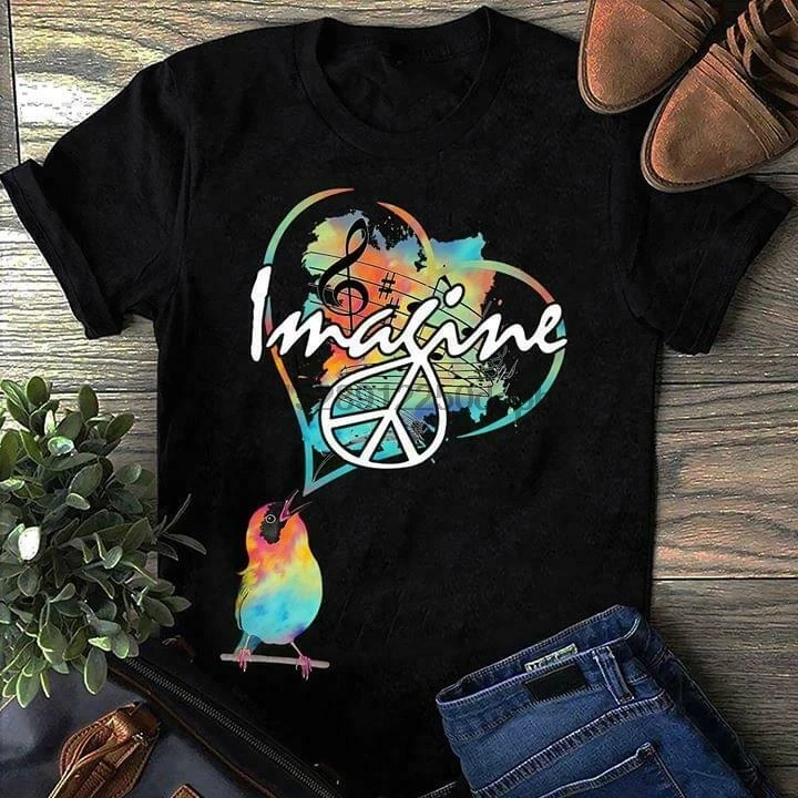 Хиппи птица Imagine Peace World футболка хиппи черный хлопок для мужчин S 4Xl США