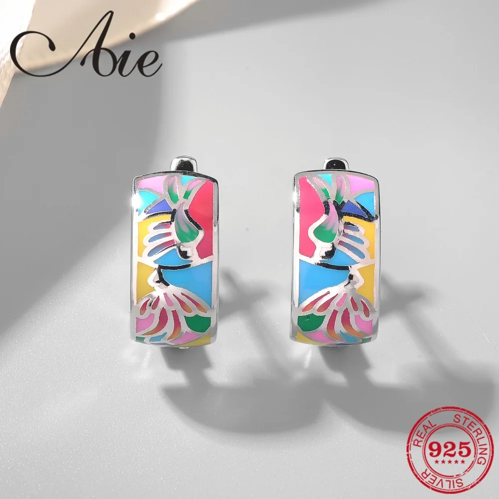 Мода, 925 пробы, серебряные, сделай сам, великолепные, Преувеличенные цветы, красочные, эмалированные, изящные серьги-гвоздики, вечерние ювелирные изделия