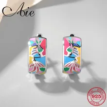 Мода, 925 пробы, серебряные, сделай сам, великолепные, Преувеличенные цветы, красочные, эмалированные, изящные серьги-гвоздики, вечерние ювелирные изделия