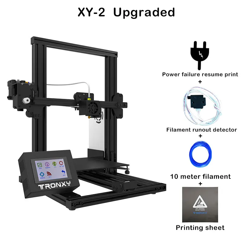 Tronxy XY-2, быстрая сборка, полностью металлический 3d принтер, 220*220*260 мм, высокая печать, магнитная Тепловая бумага, автоматический уровень, 3,5 дюймов, сенсорный экран - Цвет: XY-2 Upgraded