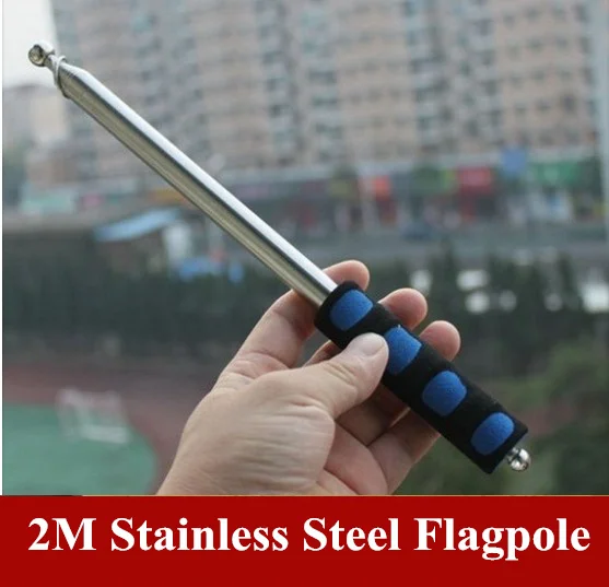 

5PCS/LOT high-grade 2m meters luxury professional stainless steel flagpole, guide flagpole/extension-tpye pole