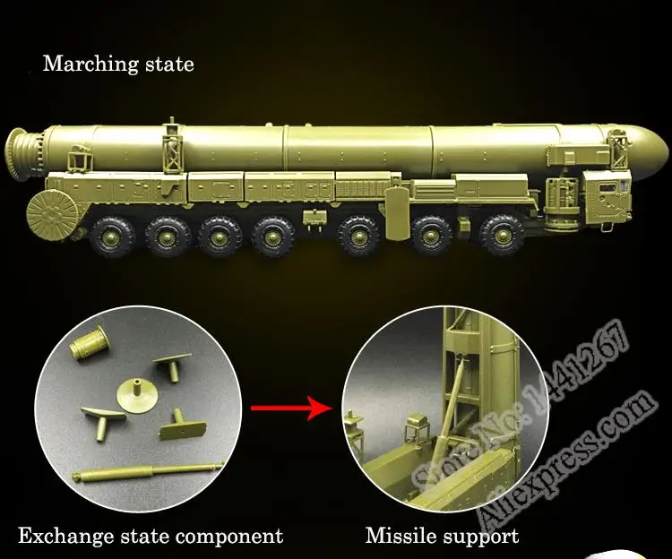 Россия белый Тополь Intercontinental RT-2PM ракеты Старт транспортного средства 1: 72 4D Пластик Цвет сборки военная модель игрушки