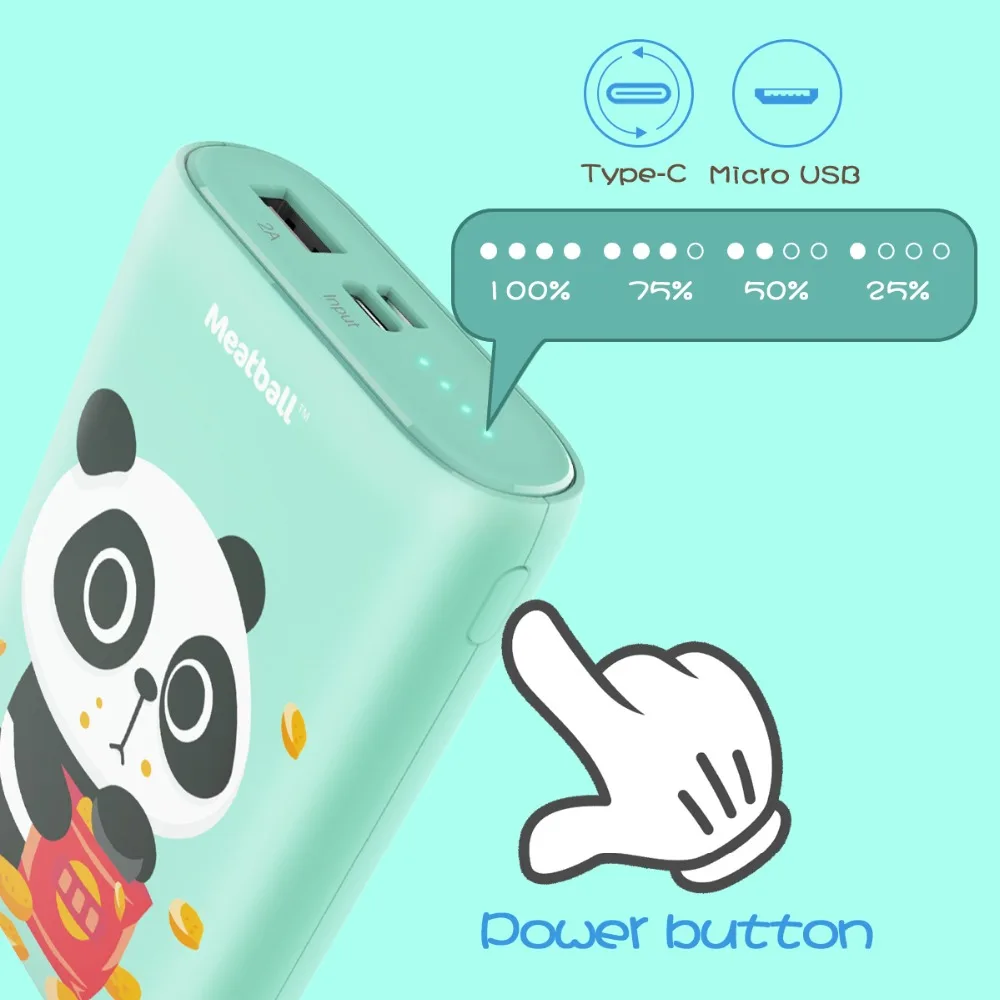 Pisen 10050mAh 5V/2A Power Bank USB C Portable Charger Type Micro Dual Input Fast Charging External Battery for Smartphone|Внешние