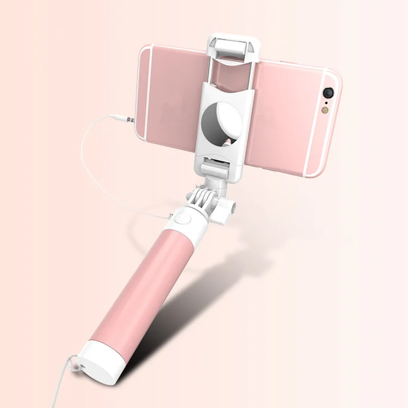 

Foldable Handheld Wired Selfiestick Portable 360 Rotate SelfieStick Travel Outside Selfie Remote Controller For Iphone Xiaomi