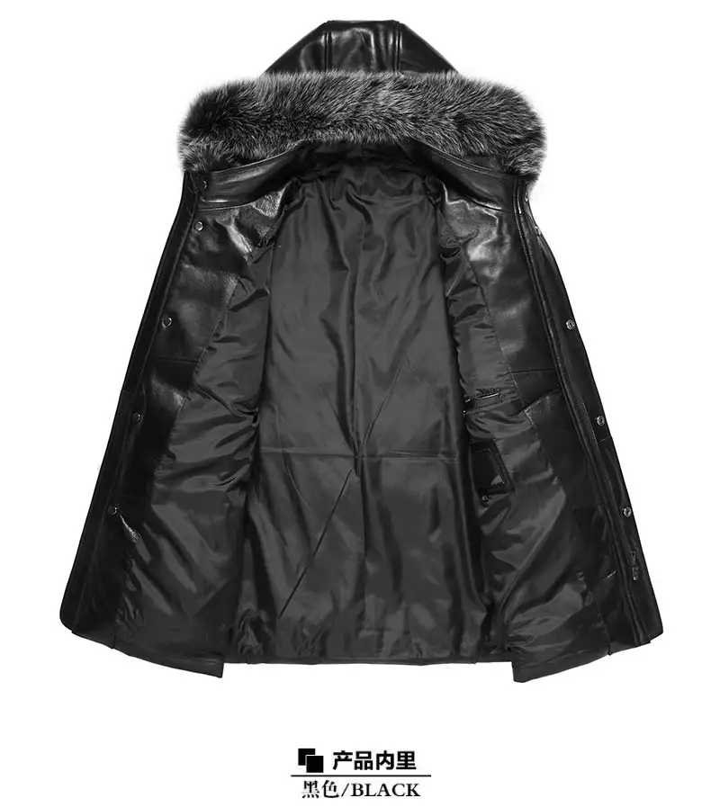 AYUNSUE, натуральная кожа, куртка, мужское зимнее пальто, с капюшоном, корейский, мужской пуховик, большой меховой воротник, овчина, куртки A8313 KJ799