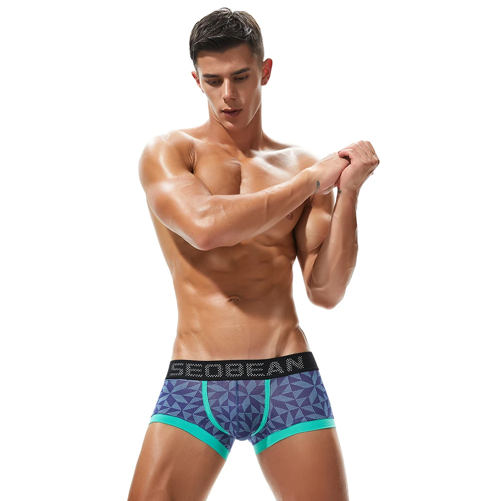 

SEOBEAN NEW colorful cotton boxer underwear Low-rise boxer for men
