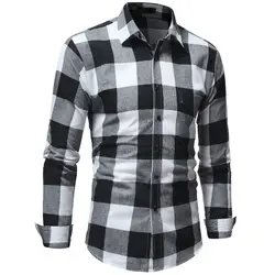 Рубашки в клетку Для мужчин рубашки 2018 Новая мода Chemise Homme Для мужчин s клетчатые рубашки рубашка с длинными рукавами Для мужчин блузка 3XL V66