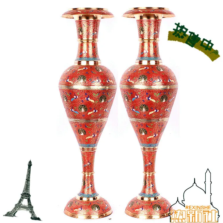 

India imported bronze vase Handmade bronze bronze vase is 73 cm at the mouth of Gaoping