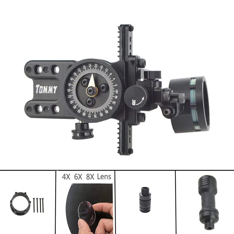 Адаптер для стрельбы из лука и 4x/6x/8x Объектив Лук Стабилизатор прицел светильник Левая Правая рука блочный лук стрельба принадлежности для охоты - Цвет: right Set (4x lens)