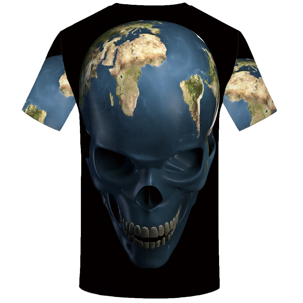 Повседневная мужская футболка KYKU, черная футболка с 3D-принтом черепа и флага Великобритании, в стиле панк-рок, лето