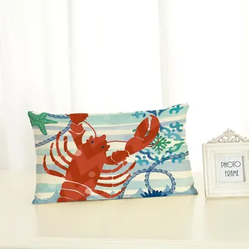 

Marine Life Cushion Covers Green Plant Home decoration 30x50 Decorative Beige Linen Pillow Case