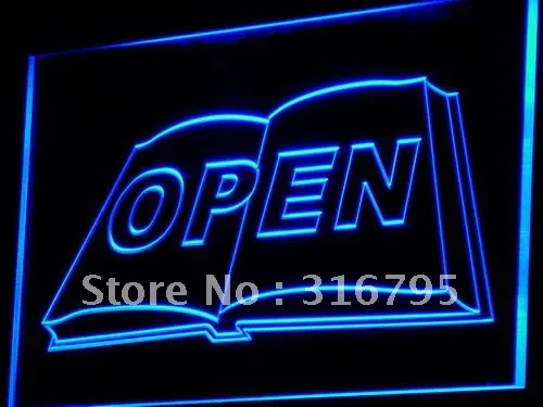 

i726 Book Bookstore Bookshop Display LED Neon Light Light Signs On/Off Switch 20+ Colors 5 Sizes
