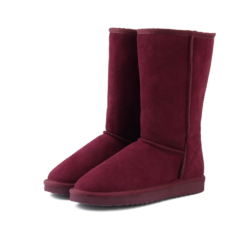 HABUCKN/модные женские зимние ботинки; классические женские зимние ботинки из натуральной кожи высокого качества в австралийском стиле; botas mujer Size34-44 - Цвет: Wine Red
