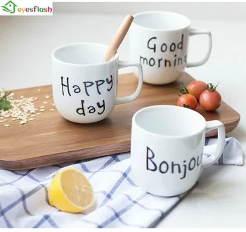 Simple Letter " Good morning " mug Nordic style Ceramic white coffee tea milk cup Mug Ceramic  Coffee Cup Office Coffee Mug