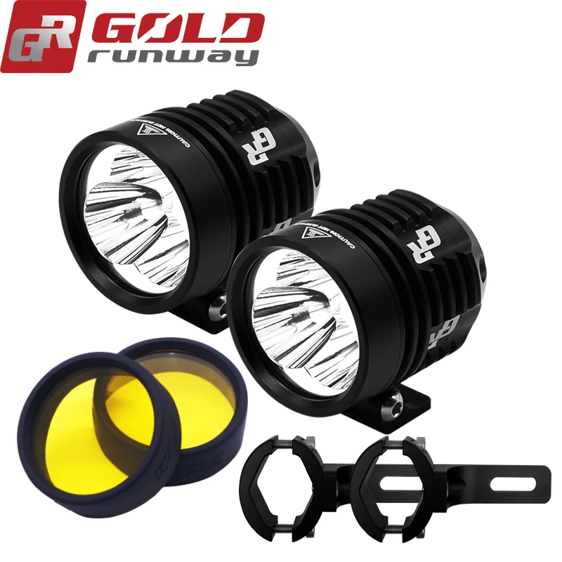 

2pcs GOLDRUNWAY 30IX Motorcycle LED Headlight Fog Light U3 30W 3000LM Universal Motorcycle light with Mounting clamps