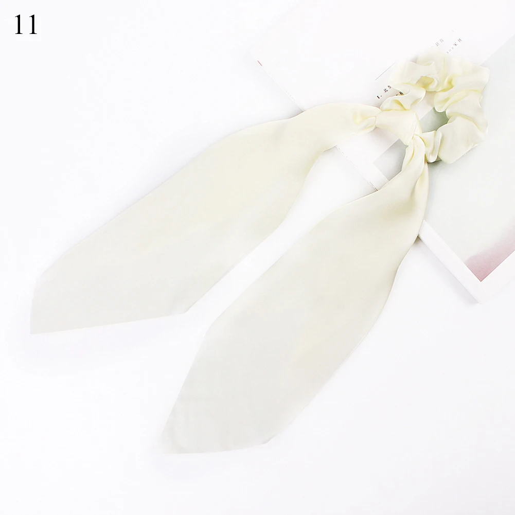 11 Ponytail scrunchie hair ties Scarf Elastic Hair Rope for Women Hair Bow Ties Scrunchies Hair Bands Flower Print Ribbon Hairbands - Цвет: 11