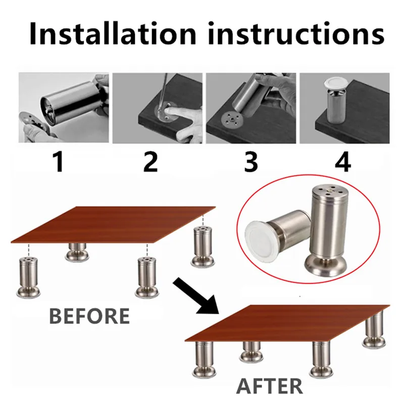 6-40 см регулируемая высота мебельные ножки сделаны из нержавеющей стали подшипник 200 кг поддержка для стола диван кровать кухонный шкаф
