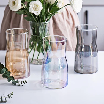 

Glass Vase Nordic Wide Mouth Multicolor Vase Glass Flower Vases for Home Bar Restaurant Decoration Fun Gifts Dropshipping