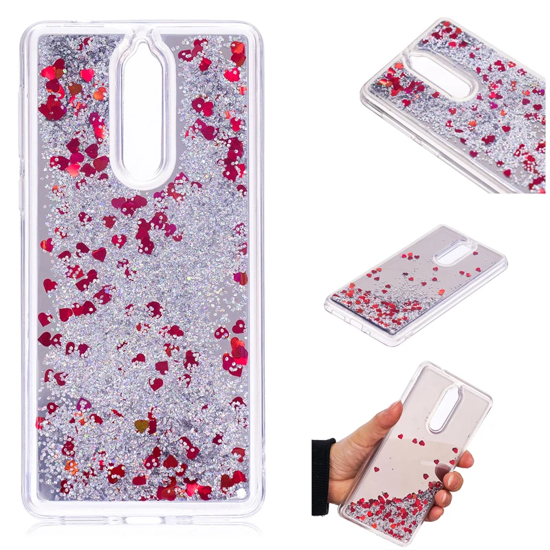 

Mirror 2in1 TPU+PC Plating Glitter Quicksand Liquid Sand Phone Silicone Case Cover Shell Coque Fundas for Nokia 3 6 (2017) 8