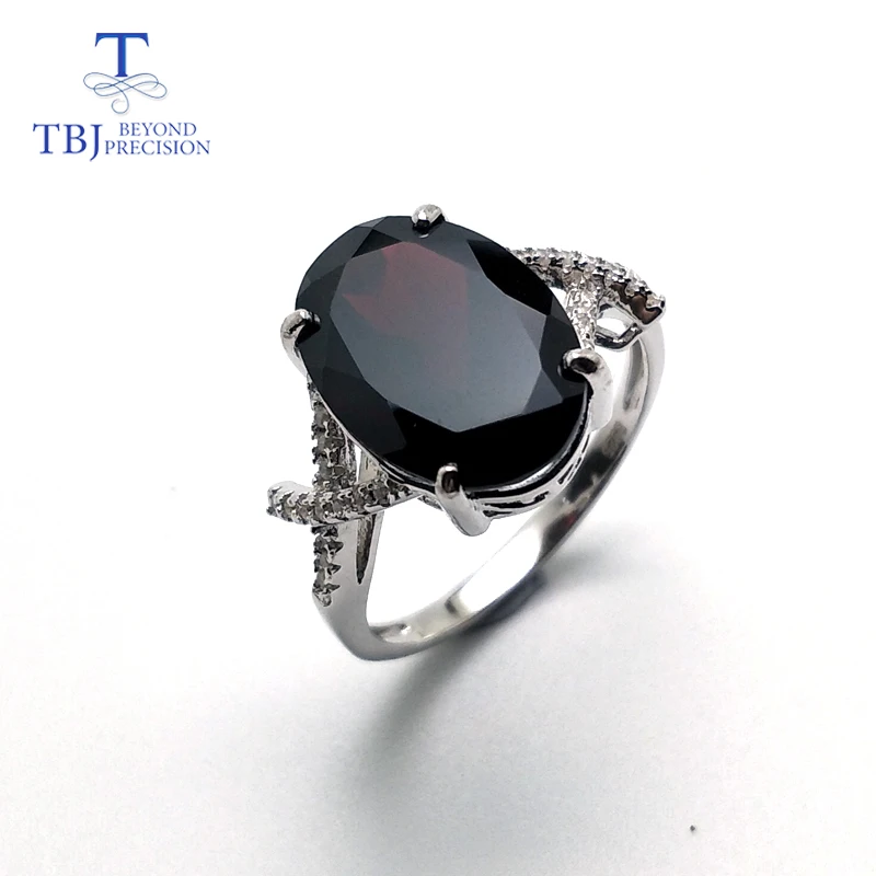 Tbj, натуральный овал драгоценного камня 10*14 мм гранат кольцо из стерлингового серебра 925 украшения с простым дизайном для женщин юбилейные вечерние и повседневные
