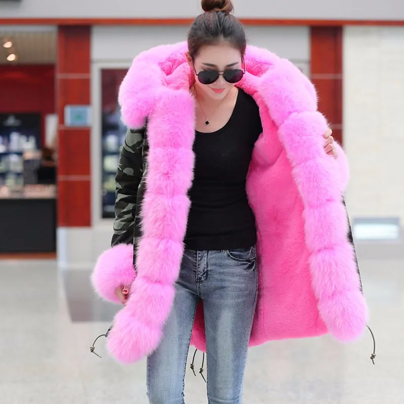 Rose green 2017 camouflage camouflage Outwear Beige camouflage Grey D'hiver Manteau Black Capuchon Longue Veste À camouflage Femmes Pelliccia Black black Camouflage Fourrure C Blue Parkas green Fox camouflage Pink Pink Pink black blue Épais Pink Naturel De Nouvelle grey Réel Col Coat Pink 4Sq4RrA