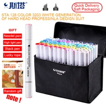 STA 30/60/80/128 набор цветных маркеров для рисования, чернила на спиртовой основе, двойной наконечник, художественные маркеры для дизайна, эскизов, манги