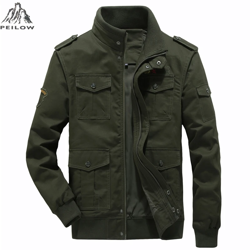 Big Size M~6XL autumn Military Tactical Jacket Men 100% Cotton Pilot Flight Cargo Coat male for win