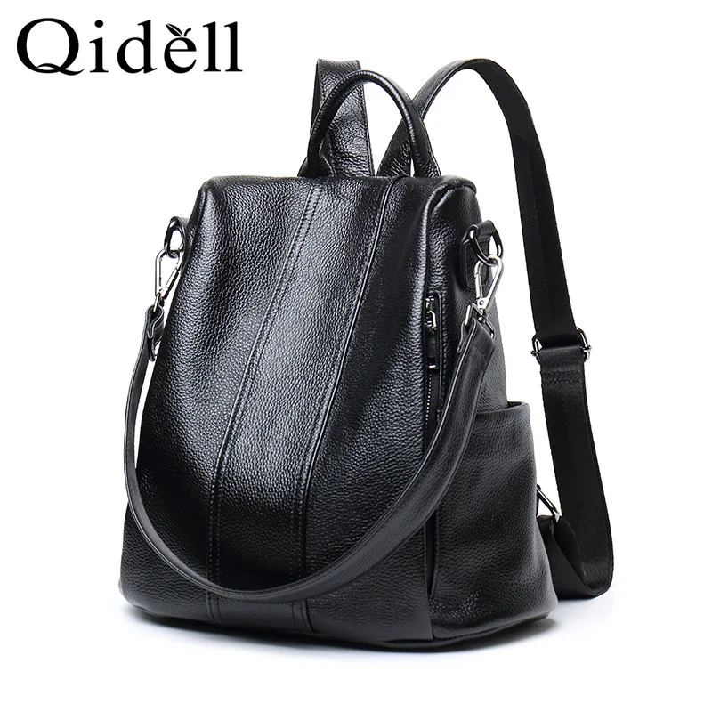 

Genuine Leather Both Shoulders Package Woman 2018 New All-match. Fashion Head Cowhide Backpack Soft England Ma'am Bag