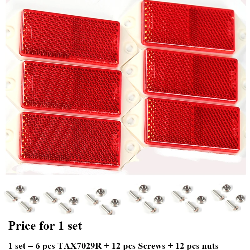 

AOHEWEI 6 PCS red rectangular reflector strip position light amber reflector for trailer side marker reflector ECE Approval