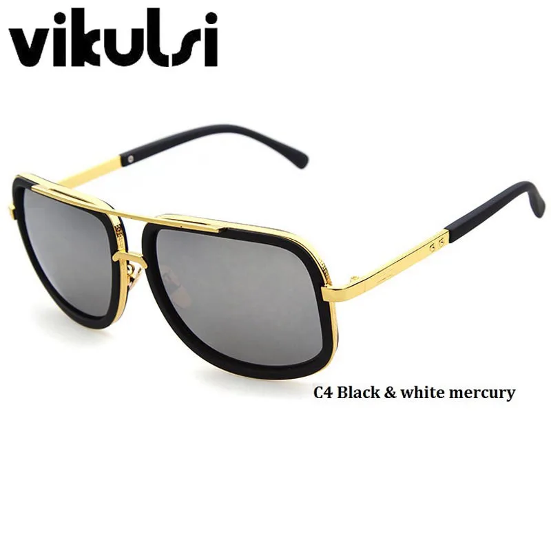 High Fashion Square Mens Sunglasses Brand Designer Unisex Gold Metal Frame Male Eyewear Quality Gradient Sun Glasses For Women - Цвет линз: A543 C4WHITE MERCURY