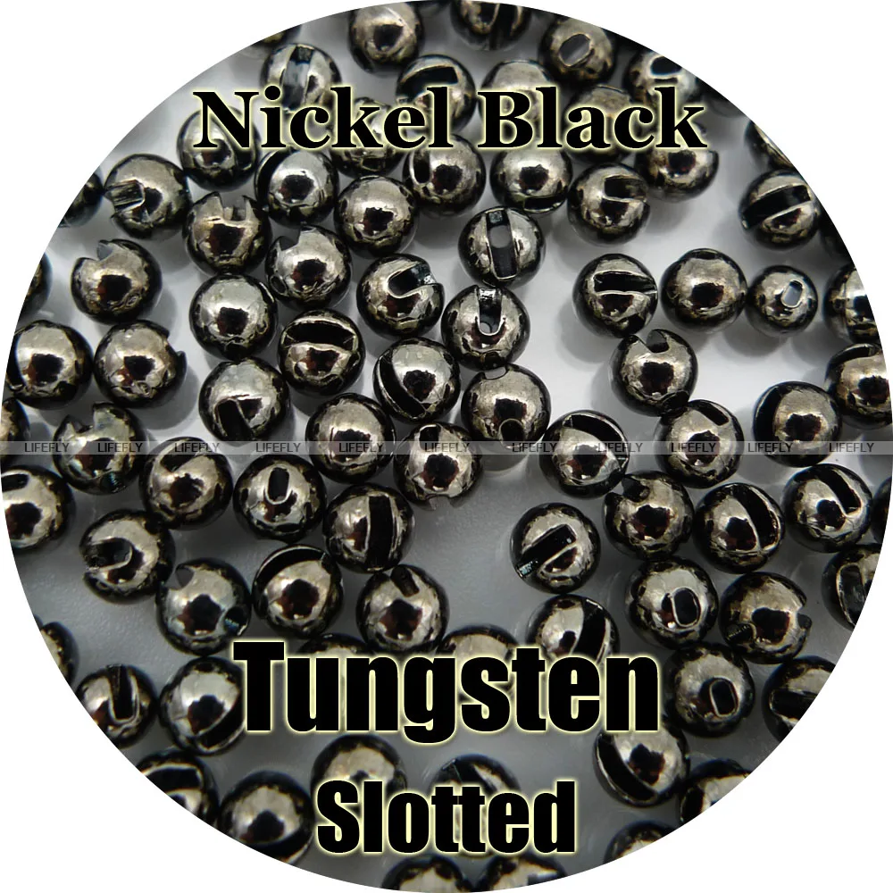 

Nickel Black #2, 100 Tungsten Beads, Slotted, Fly Tying, Fishing
