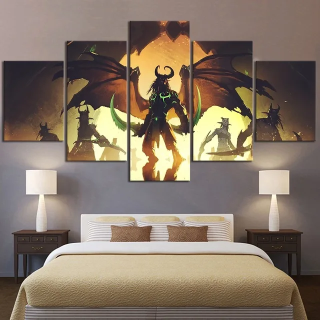 color Paintings World War Battle DOTA Modern Game Poster Wall Print color 5 Panel Home Decorations