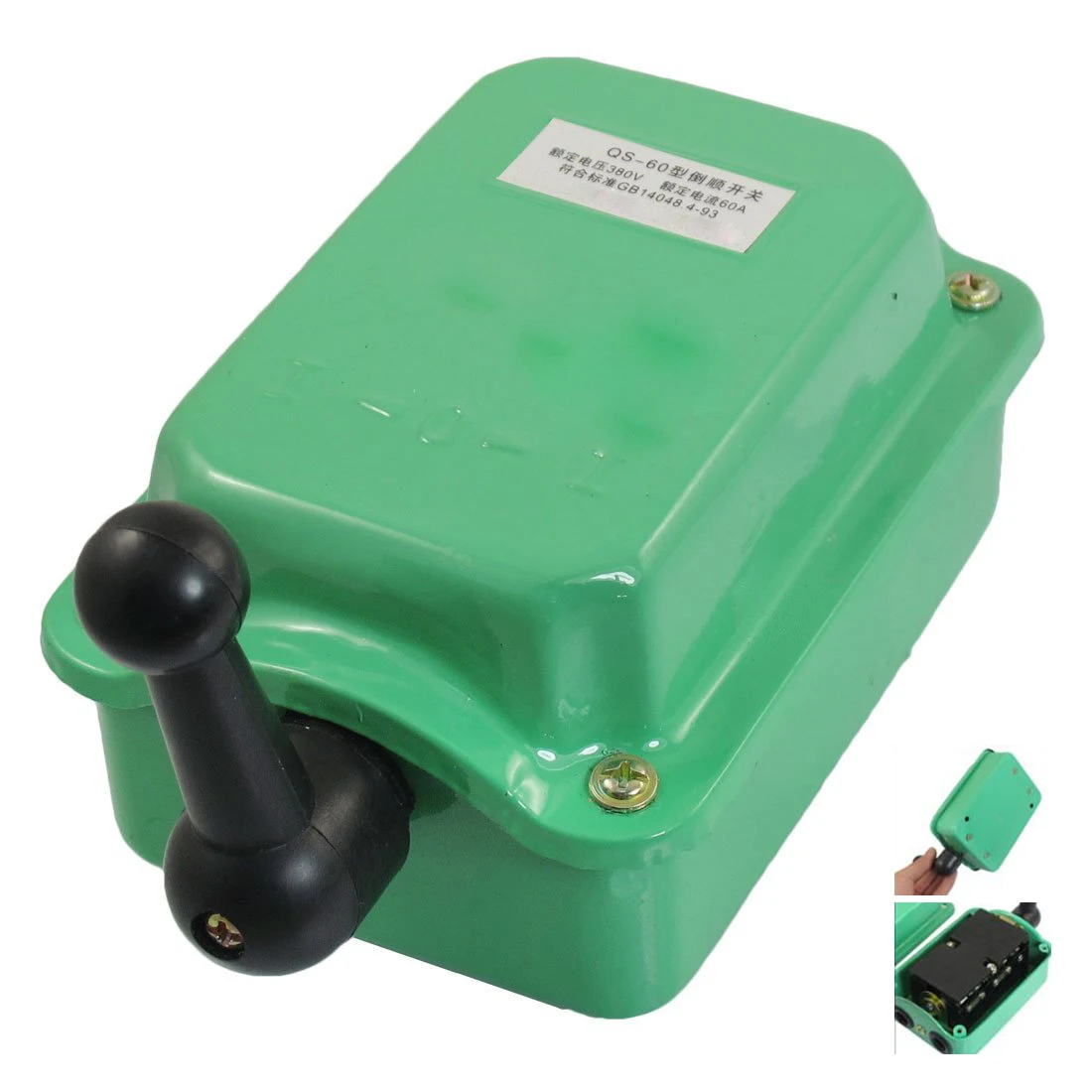 

AC 380V 60A Forward Stop Reverse Motor Cam Starter Changeover Switch QS-60 Green