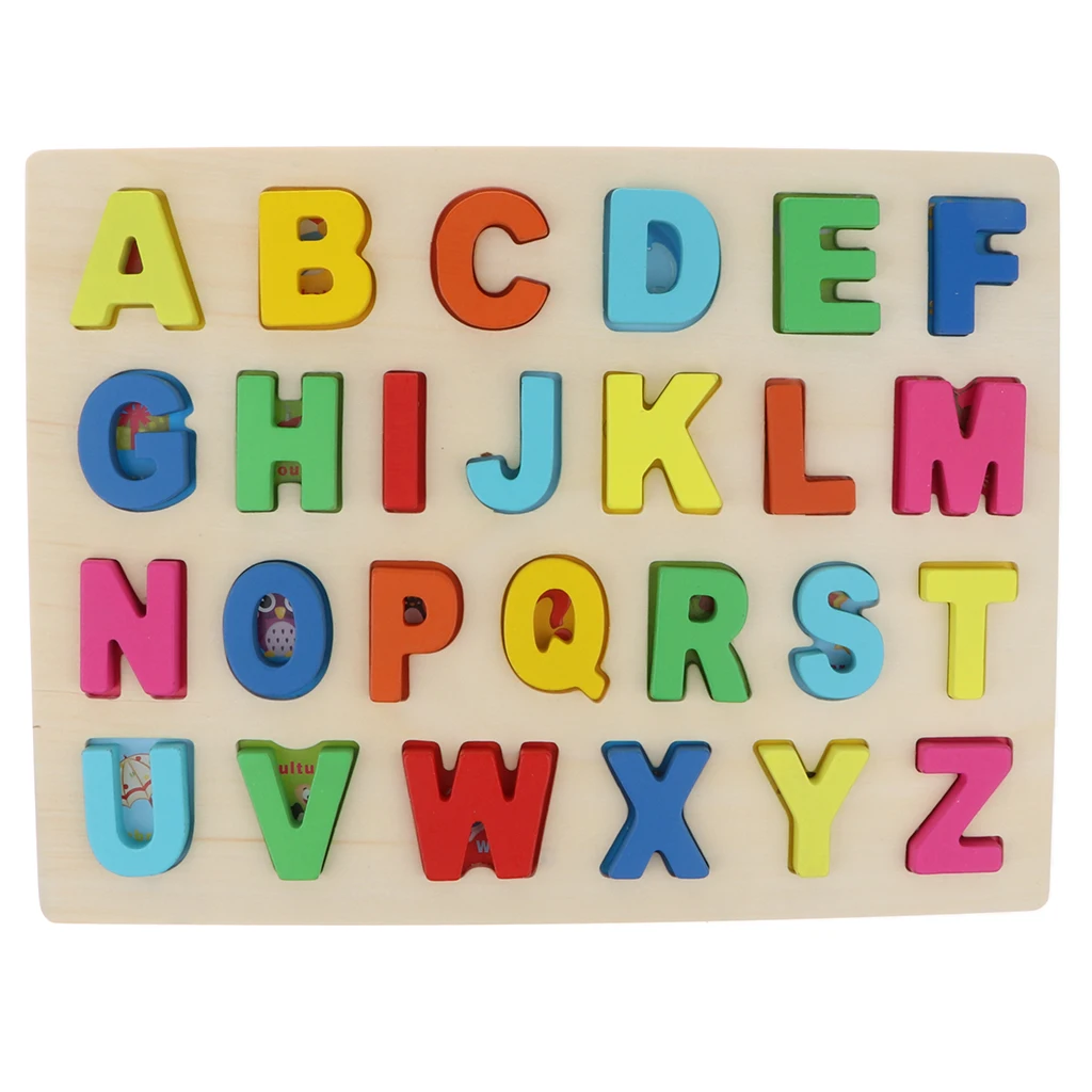Деревянные блочный Алфавит Uppercase письмо головоломки доска Монтессори чтение соответствующие игры грамотность Обучающие пособия игрушка в подарок