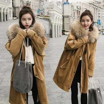

Plus size Winter Women Jacket Long Thick Parka Jacket Big Fur Hooded Winter Coat Warm Down Cotton Jackets Women jaqueta feminina