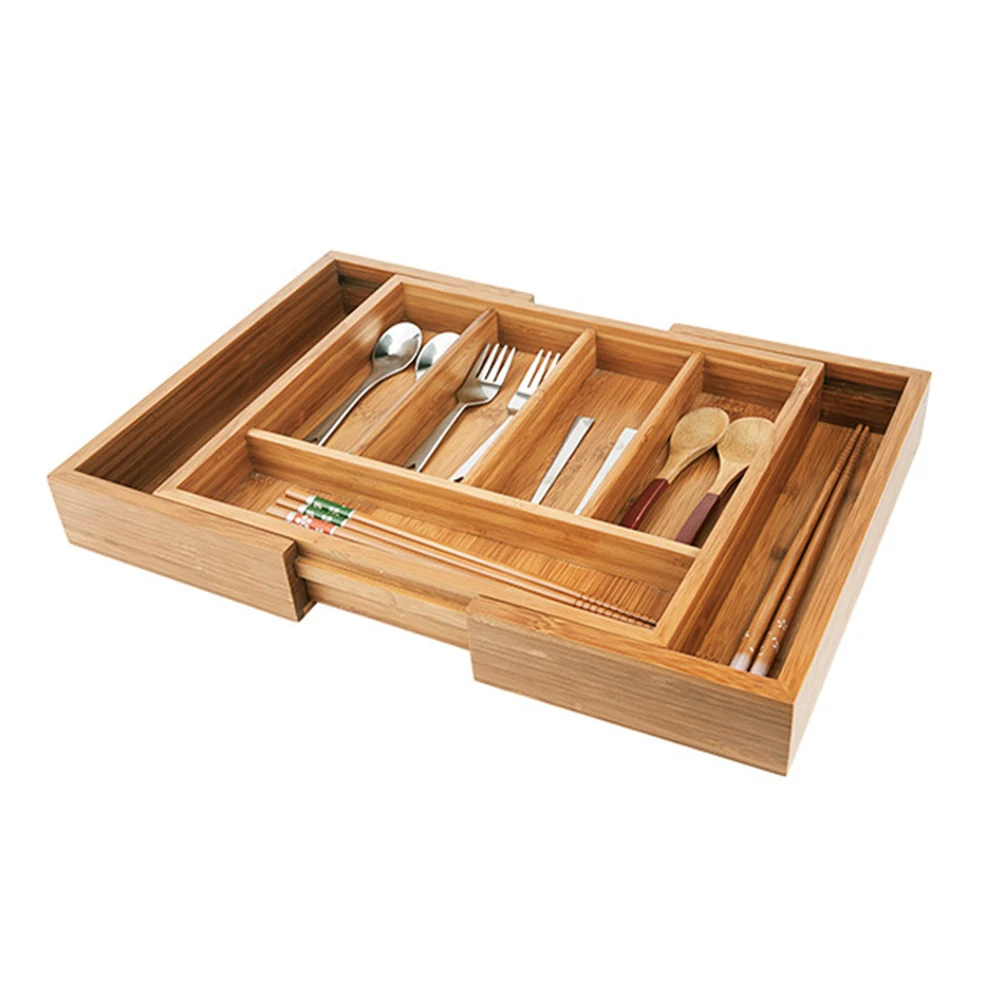 5 сетки бамбука расширяемый 7 сетки лоток ящик Органайзер столовые приборы кухонная посуда ювелирные изделия инструменты коробка для хранения