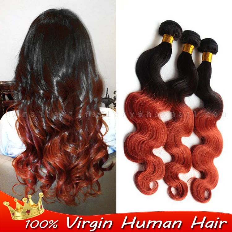 100g Human Real Hair Extensions Weaves Two Tone Ombre Color 1b