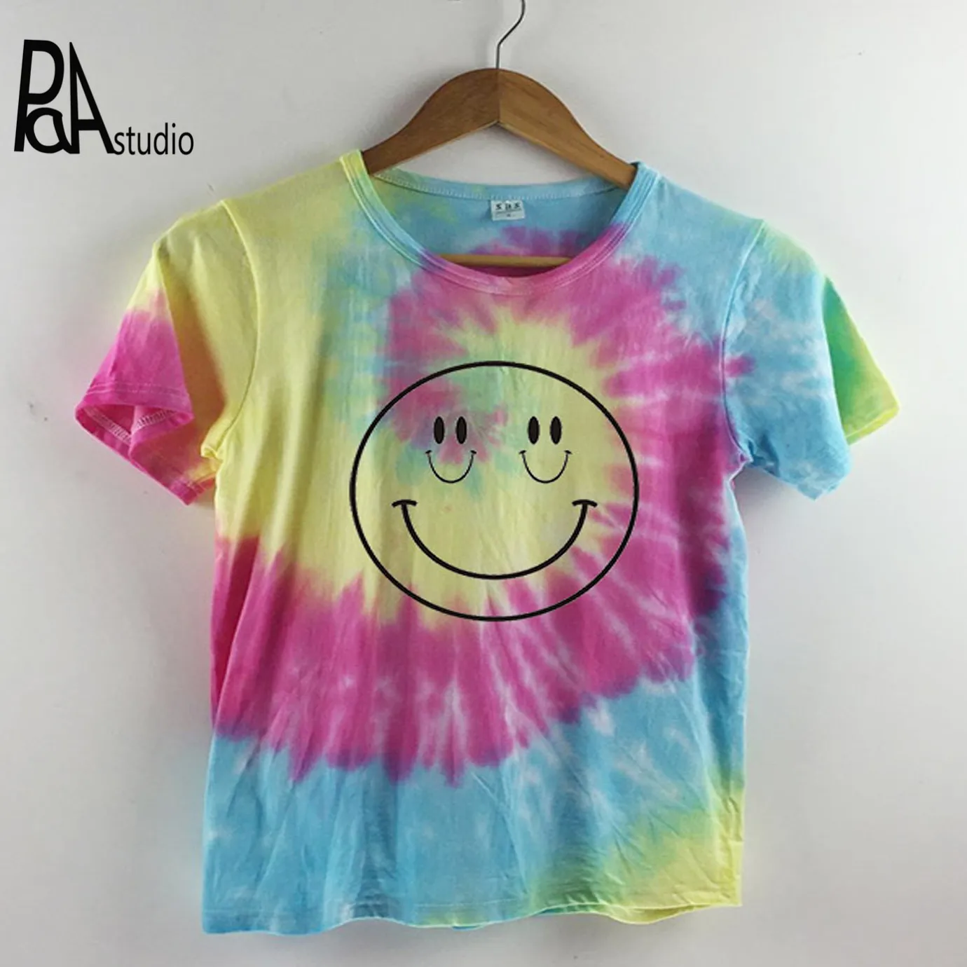

Streetwear Cotton Tie Dye Gradient Contrast Paisley Print T Shirt Tee T-Shirt Top Harajuku Korean Women Cute Funny Hip Hop Punk