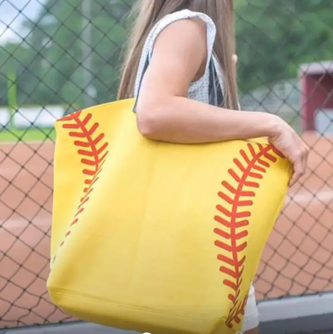Softball yellow baseball white stitching bags baseball women Cotton
