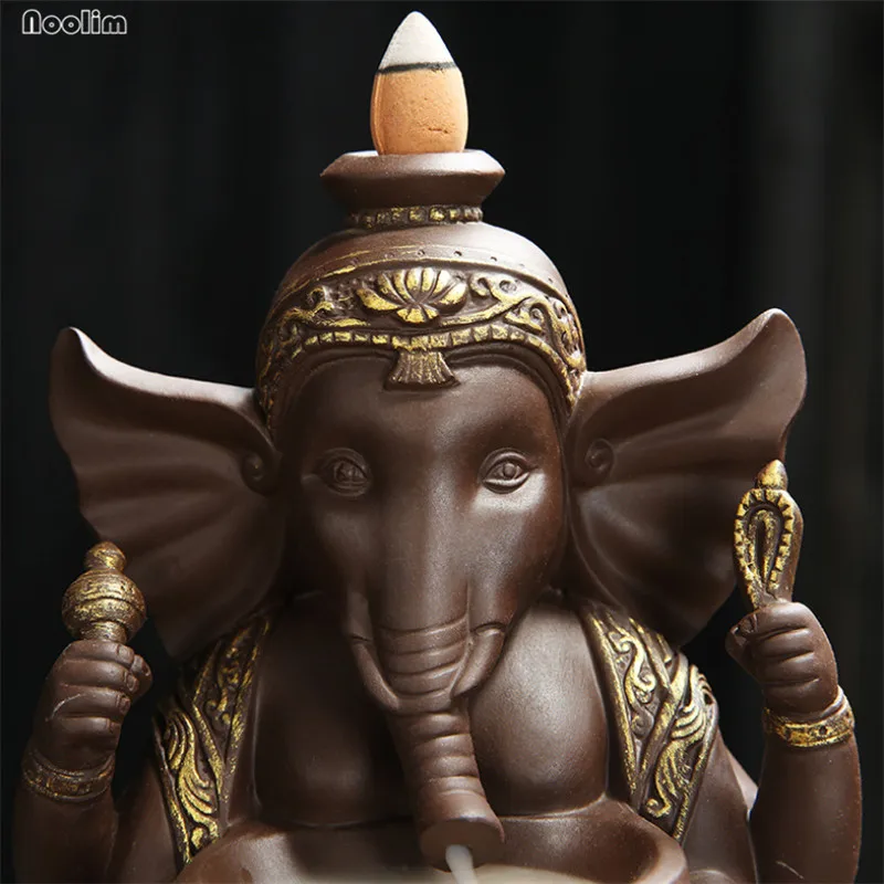 Индийский Бог Ganesha керамический слон курильница для благовоний лампа для ароматерапии держатель Украшения Дома Офиса+ 20 шт пирамидки благовоний